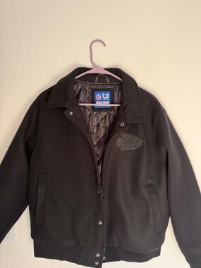 NFL Black Men's Quilted-Lined Bomber Jacket with Kansas City Chiefs